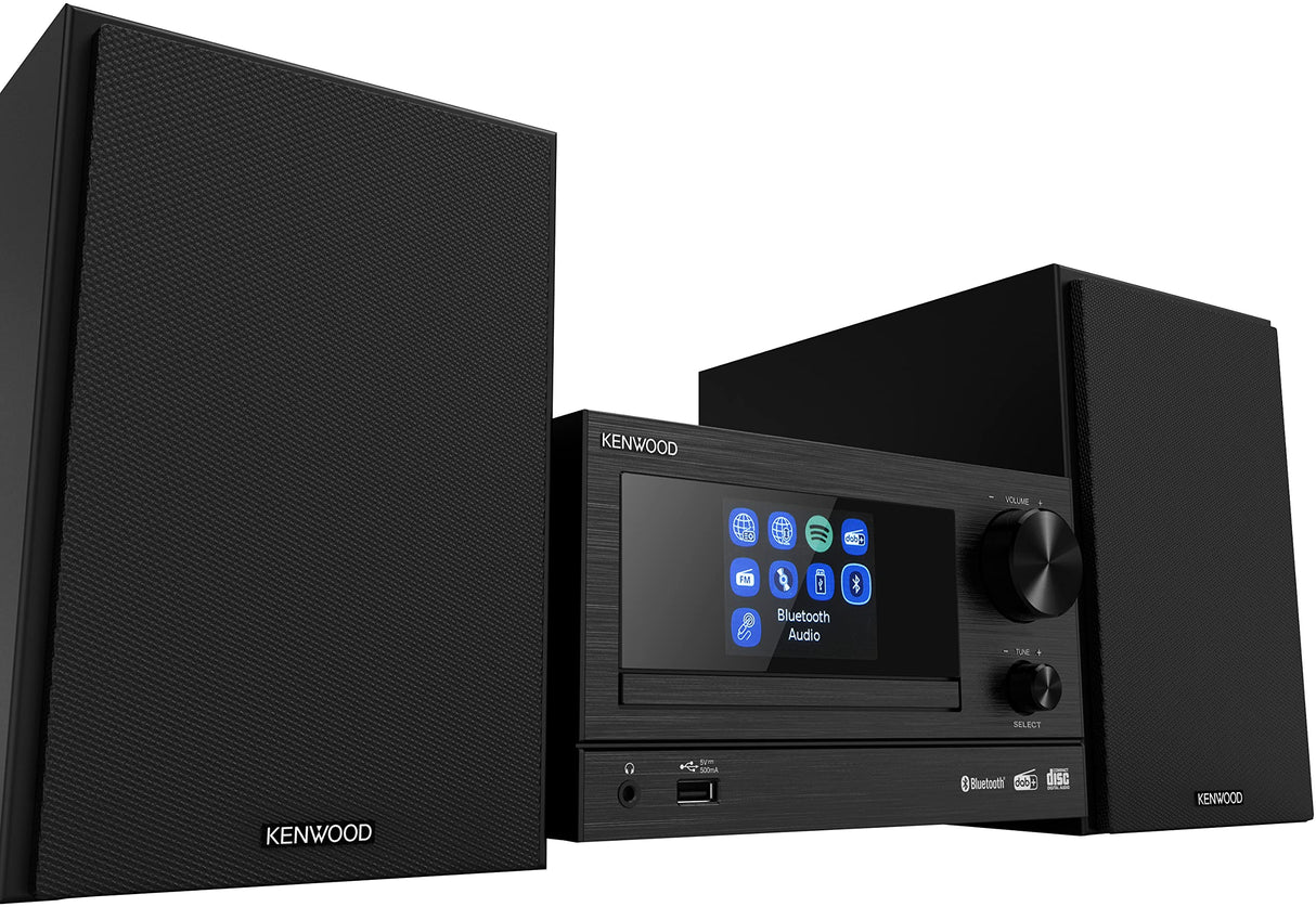 Kenwood M-7000S-B - Microcadena Color Negro, con Bluetooth, USB, CD y en Radio Dab + o FM - Mini Equipo de Musica para casa