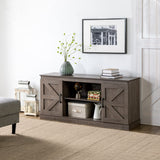 Zinus Wade Mueble TV - Mueble TV 147x67x40 cm - Mueble con armario - Diseño estilo granja - Gris