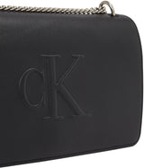 Calvin Klein Bolso bandolera Mujer Sculpted Flap con cadena, Negro (Black), Talla Única