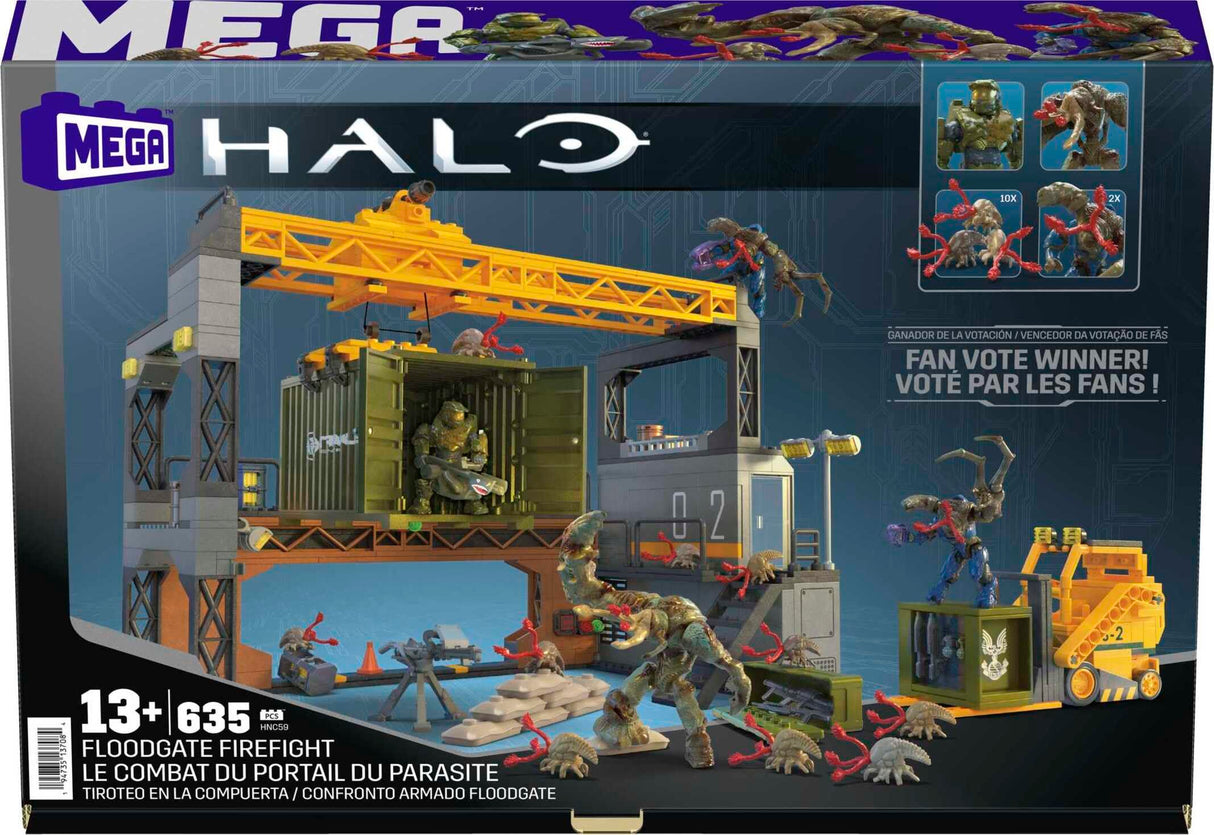Mega Halo Avalancha en la Torre Traxus Bloques de construcción con Figuras y Accesorios, Juguete +8 años (Mattel HNC59)