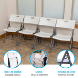 Lifetime 92114 - Pack 4 sillas plegables plástico ultrarresistentes / Sillas para eventos, catering, oficina, exterior e interior / Sillas plegables Lifetime ligeras y versátiles