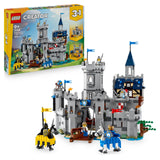 LEGO Creator 3 en 1 Castillo Medieval de los Caballeros del Corcel de Juguete - Transformable en Torneo de Justas o Aldea - 6 Minifiguras y Caballos - Regalo para Niños y Niñas de 9+ Años - 31168
