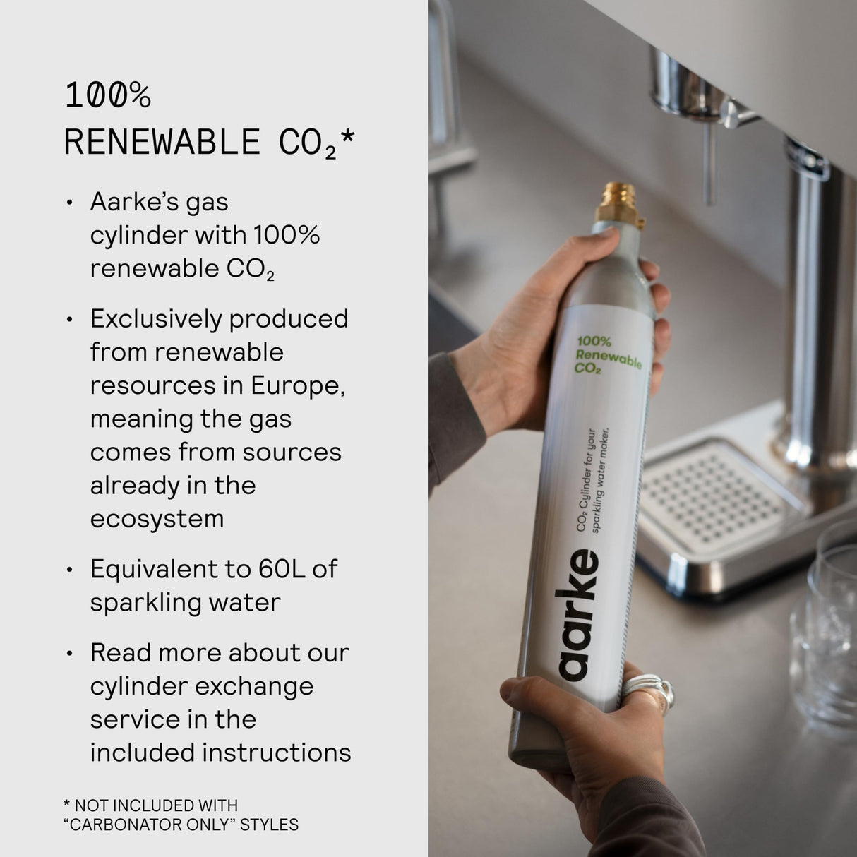 Aarke Carbonator 3, Máquina para hacer Agua con Gas en Acero Inoxidable, incluye Botella 800ml, Edición Especial Sand