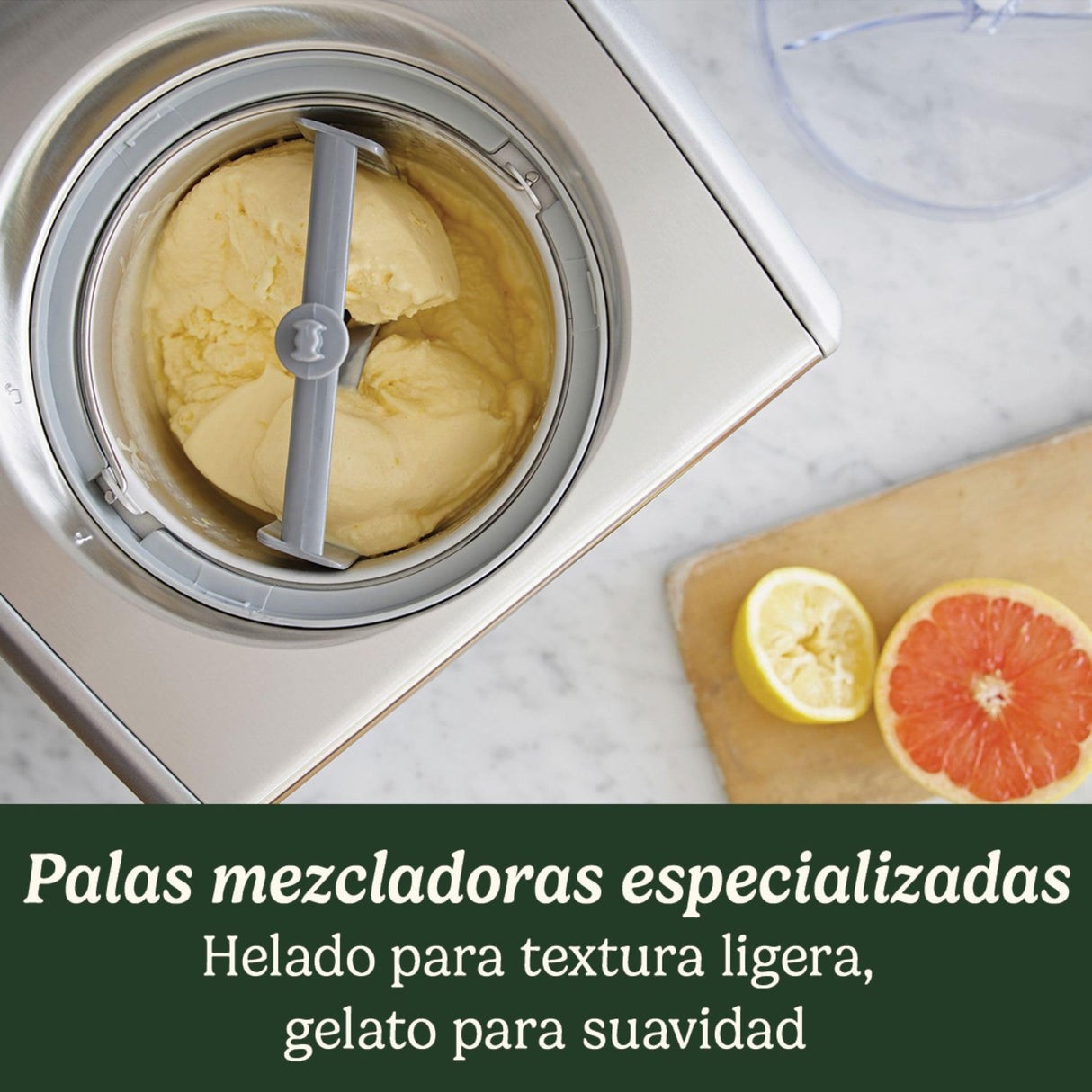 Cuisinart Heladera Profesional ICE100E Heladera con compresor 1.5L, Maquina para hacer helado, gelato, sorbetes y yogur helado casero, 150W, Helado al instante, Acero inoxidable, Color Plateado