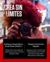 Canon EOS R50 Cuerpo Cámara Mirrorless + Objetivo RF-S 18-45 mm + RF 75-300mm Kit Doble Zoom -4 EV, Vídeo 4K 30 fps, Dual Pixel CMOS AF II, Pantalla Táctil de Ángulo Variable, Negro