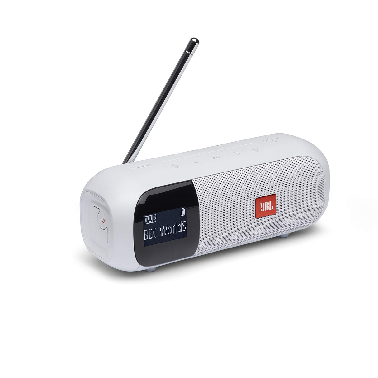 JBL Tuner 2 Sintonizador de radio JBL, altavoz portátil Bluetooth con MP3, DAB plus y radio FM, sonido potente y nitidez, color blanco