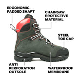 Oregon Botas de Seguridad Fiorland para Trabajos con Motosierra, Botas Impermeables con Protección Clase 2, EPI de Seguridad, Resistentes al Calor y al Frío, Máxima Comodidad - Talla EU 42 (UK 8)