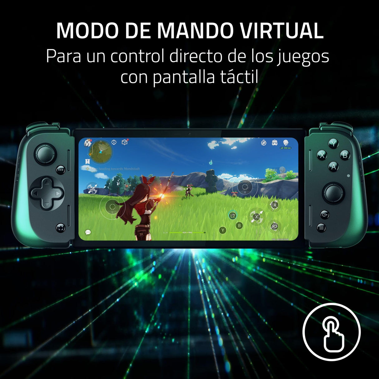 Razer Kishi V2 Pro - Mando de juegos móvil para Android (HyperSense Haptics, Puente Extensible, Carga Passthrough, Audio de 3,5 mm, USB-C, Modo de Mando Virtual) Negro