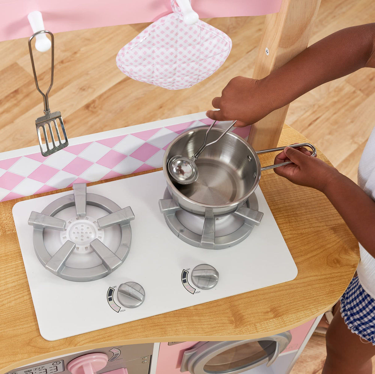 KidKraft Cocina de Juguete Grande Gourmet de Madera con teléfono de Juguete y Accesorios, Set Utensilios de Cocina Infantil, Juguetes niños 3+ años (53185)