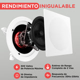 Pyle Altavoces empotrables, Pared, Techo, 10”, 300W, Dos vias, Rejilla Intercambiable Redonda y Cuadrada