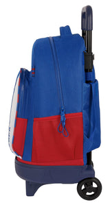 Safta F.C. BARCELONA 2ª EQUIPACIÓN - Mochila Grande con Ruedas, Compacta, Extraíble, Ideal para Niños de Diferentes Edades, Cómoda y Versátil, Calidad y Resistencia, 33x22x45 cm, Color Azul y Granate