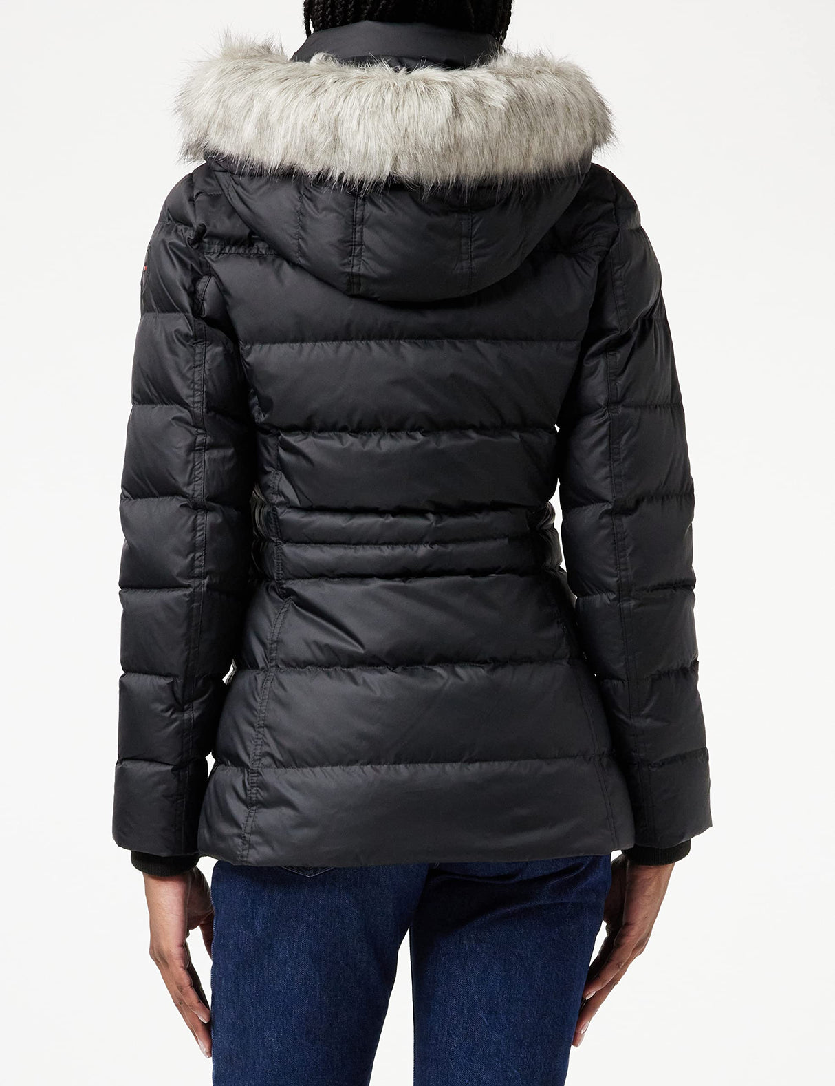 Tommy Hilfiger Chaqueta de Plumas para Mujer Tyra Down Jkt With Fur con Plumas de Pato, Negro (Black), Xs