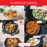 Moulinex Cookeo Touch Wifi - Multicooker inteligente de alta presión + molde para tartas 18 cm, 6 L, pantalla táctil, 250 recetas integradas, aplicación Moulinex YY5297FB, negro