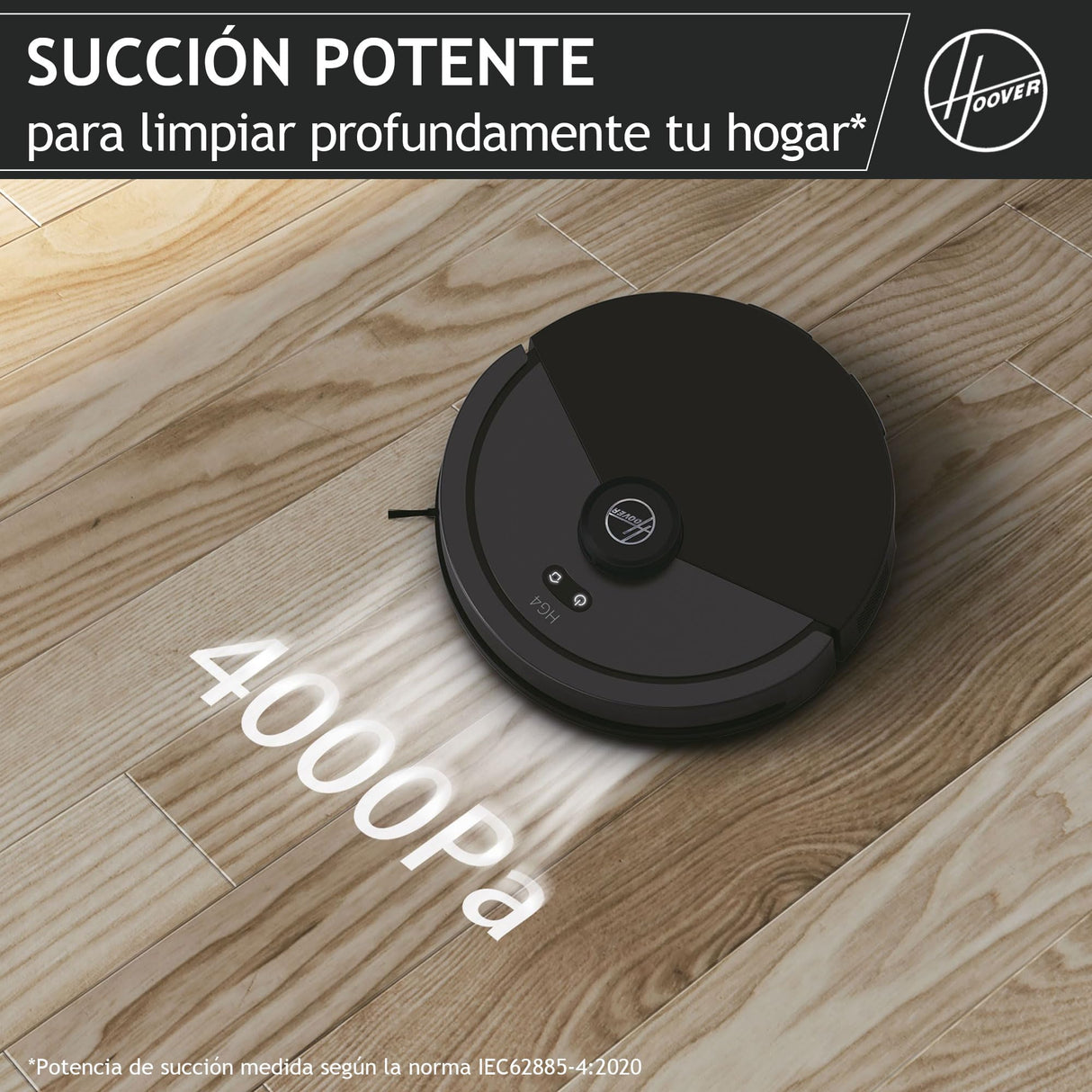 Hoover Robot Aspirador, Succión 4000 Pa, Navegación Láser, Wi-Fi, Base de Carga con Retorno Automático, Sensor de Obstáculos, Mapeo del Hogar [HG4]