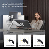 Fellowes Brazo para Monitor Doble Platinum Series - Soporte para Monitor Ajustable, con Funciones de inclinación, Giro y rotación y con 2 Puertos USB - Tamaño máximo del Monitor 32" - Blanco