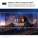 LG 34SR65QC-B - MyView Smart Monitor, 34", Panel VA, (3440x1440), 21:9, 100 Hz, 10ms Clasificación F, ThinQ App y Alexa, Negro