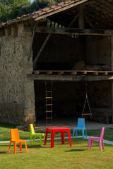 Resol Set Julieta Mesa Infantil y Sillas Mesa y Silla para Niños Muebles Infantiles Mesa Exterior Mesa Exterior jardín - 1 Mesa Lima + 4 Sillas Roja/Rosa/Azul/Naranja