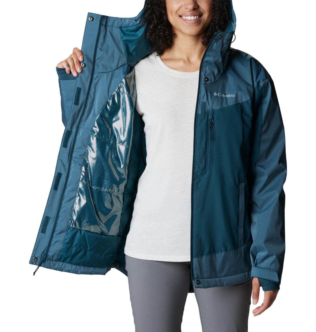 Columbia Point Park Chaqueta de Invierno, Mujer, Brillo de Onda Nocturna, Onda Nocturna, L