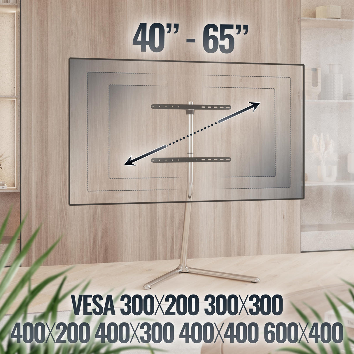 RICOO Soporte TV Base de pie Pedestal Suelo Televisión 49-70" (124–178cm) FS1764 Peana Stand Televisor LED LCD VESA 300x200-600x400