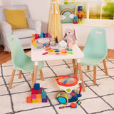 B. Spaces by Battat - Juego de Muebles Infantiles - 1 Mesa y 2 Sillas Infantiles con Patas de Madera Natural (Marfil y Madera Natural)
