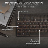 CHERRY DW 9100 SLIM, Pack de Teclado y Ratón Inalámbricos, Distribución de Teclado Español (QWERTY), Bluetooth y Radiofrecuencia de 2,4 GHz, Teclas Silenciosas, Recargable, Negro/Bronce