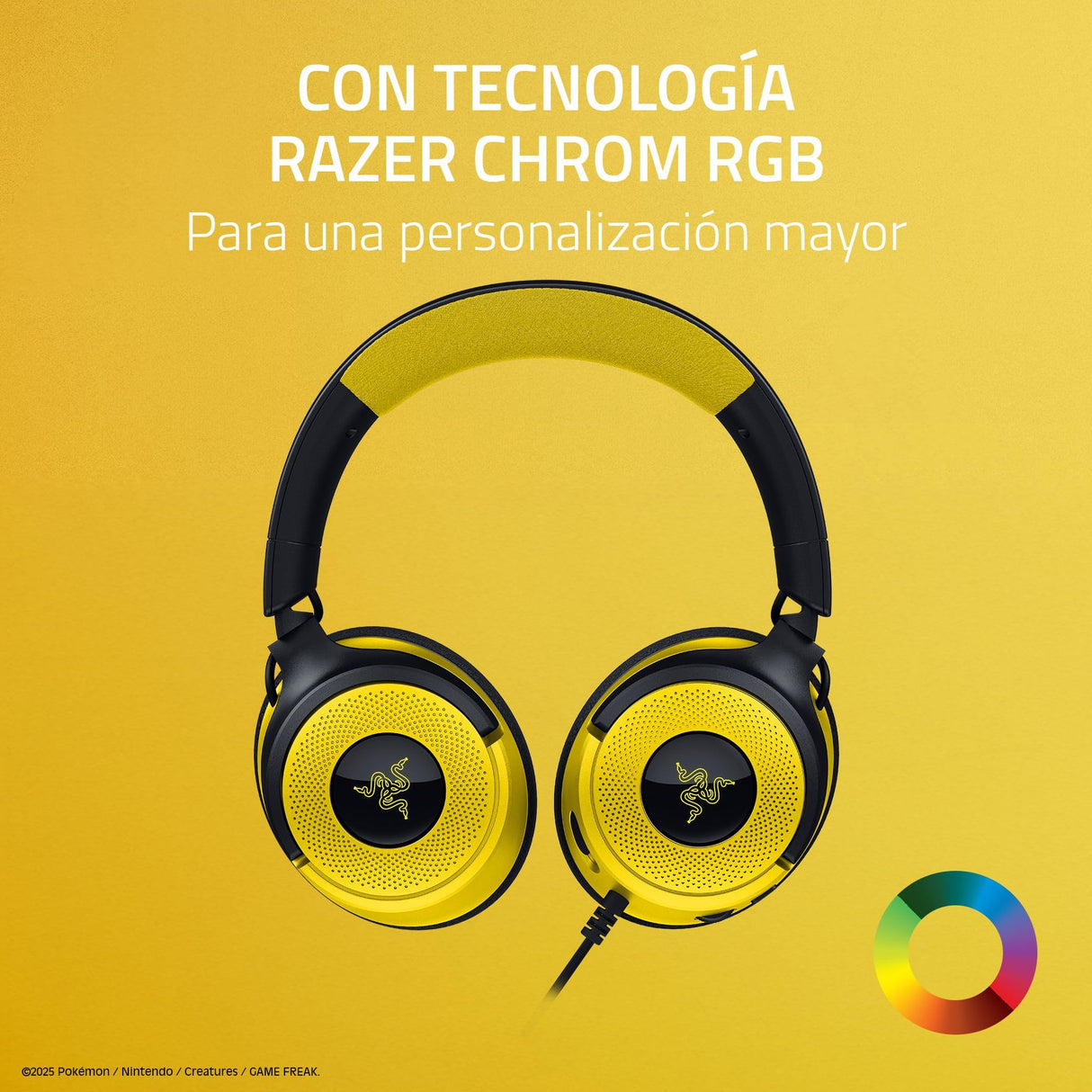 Razer Kraken V4 X Pokémon Edition - Auriculares USB con Cable para Juegos de PC - Controladores 40mm - micrófono cardioide retráctil - Sonido Envolvente - RGB - para PC y Consola | Pokémon Kanto