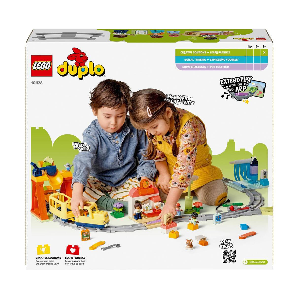 LEGO Duplo Gran Tren Comunitario Interactivo - Juguetes Educativos para Niños y Niñas de 3+ Años - Tren de Juguete Push&Go con Luces y Sonidos, 16 Vías y 4 Figuras 10428