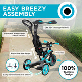 Globber - Explorer Trike 4 in 1 - Triciclo y Bicicleta de Equilibrio Todo en uno para niños pequeños de 10m + a 5 años +, Verde Azulado