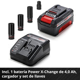 Einhell Professional atornillador de impacto con batería IMPAXXO 18/450 (1x4,0Ah) Power X-Change (18 V, 450 Nm, brushless, alojamiento cuadrado exterior, incl. batería 4 Ah, cargador, juego de llaves)