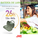 JVC Auriculares Inalámbricos Bluetooth | 26h de Batería y Carga Rápida | Oido Abierto | Ligeros y Resistentes a Salpicaduras | Ideales para el Deporte y Control Táctil - HA-NP40T (Verde)