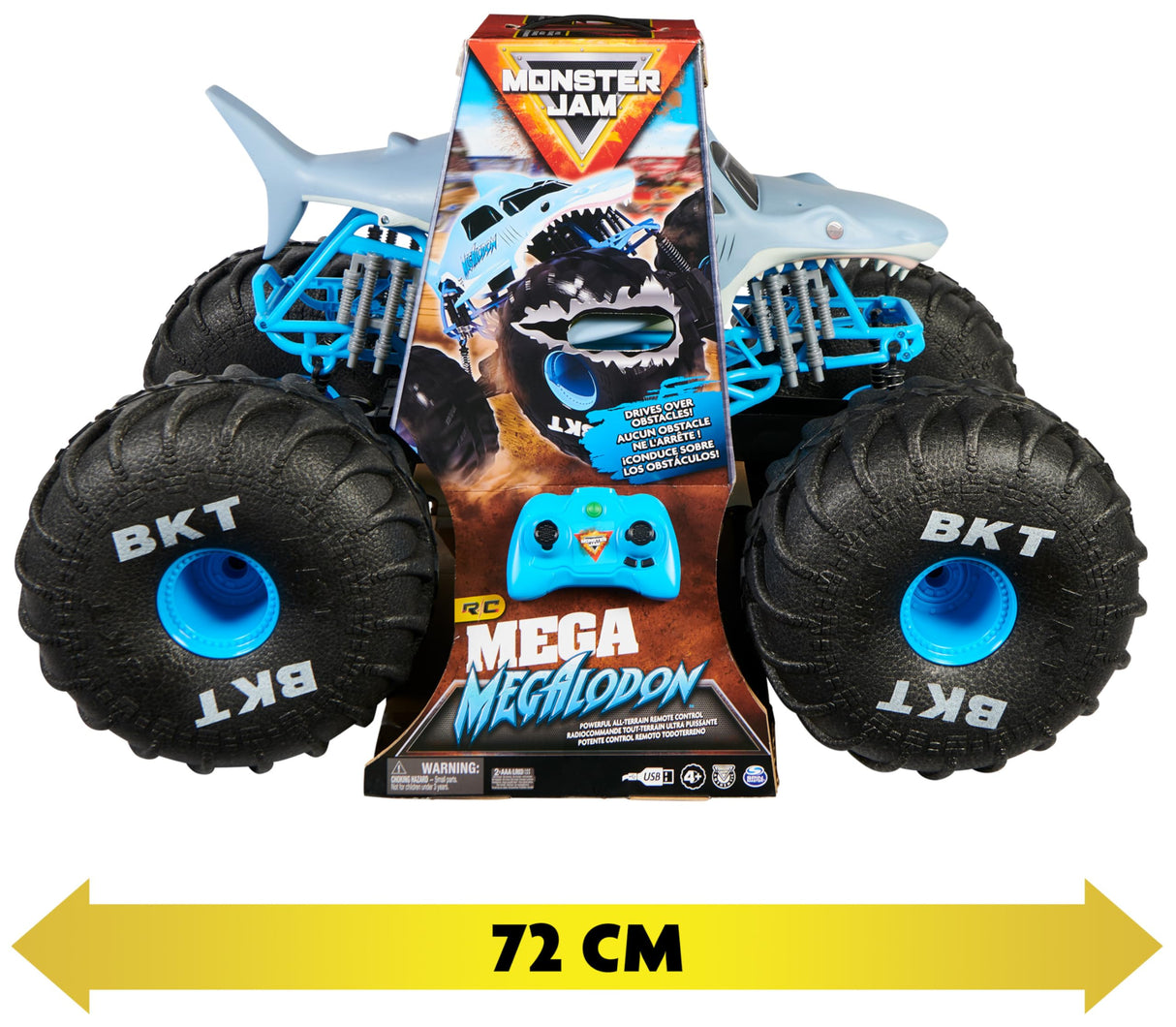 Monster Jam, camión Monstruo Todoterreno Mega Megalodon Oficial por Control Remoto, Escala 1:6, Juguetes para niños y niñas a Partir de 4 años