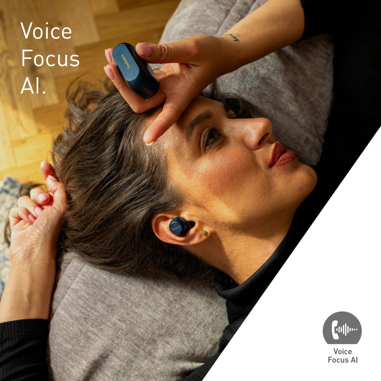 Technics EAH-AZ100E-A Auriculares Inalámbricos con Cancelación De Ruido, Bluetooth Multipunto, Voice Focus AI, Cómodos Auriculares Internos, Azul Medianoche