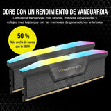 CORSAIR Vengeance RGB DDR5 RAM 64GB (2x32GB) 6000MHz CL38-44-44-96 1.35V AMD Expo Intel XMP 3.0 Memoria de Ordenador de Sobremesa – Gris (CMH64GX5M2B6000Z38)