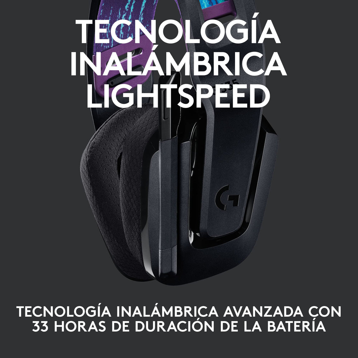 Logitech G535 LIGHTSPEED para gaming Auriculares inalámbricos con micrófono - Auriculares supraaurales ligeros, micrófono volteable para silenciar, estéreo, PC, PS4, PS5, recargables por USB - Negro