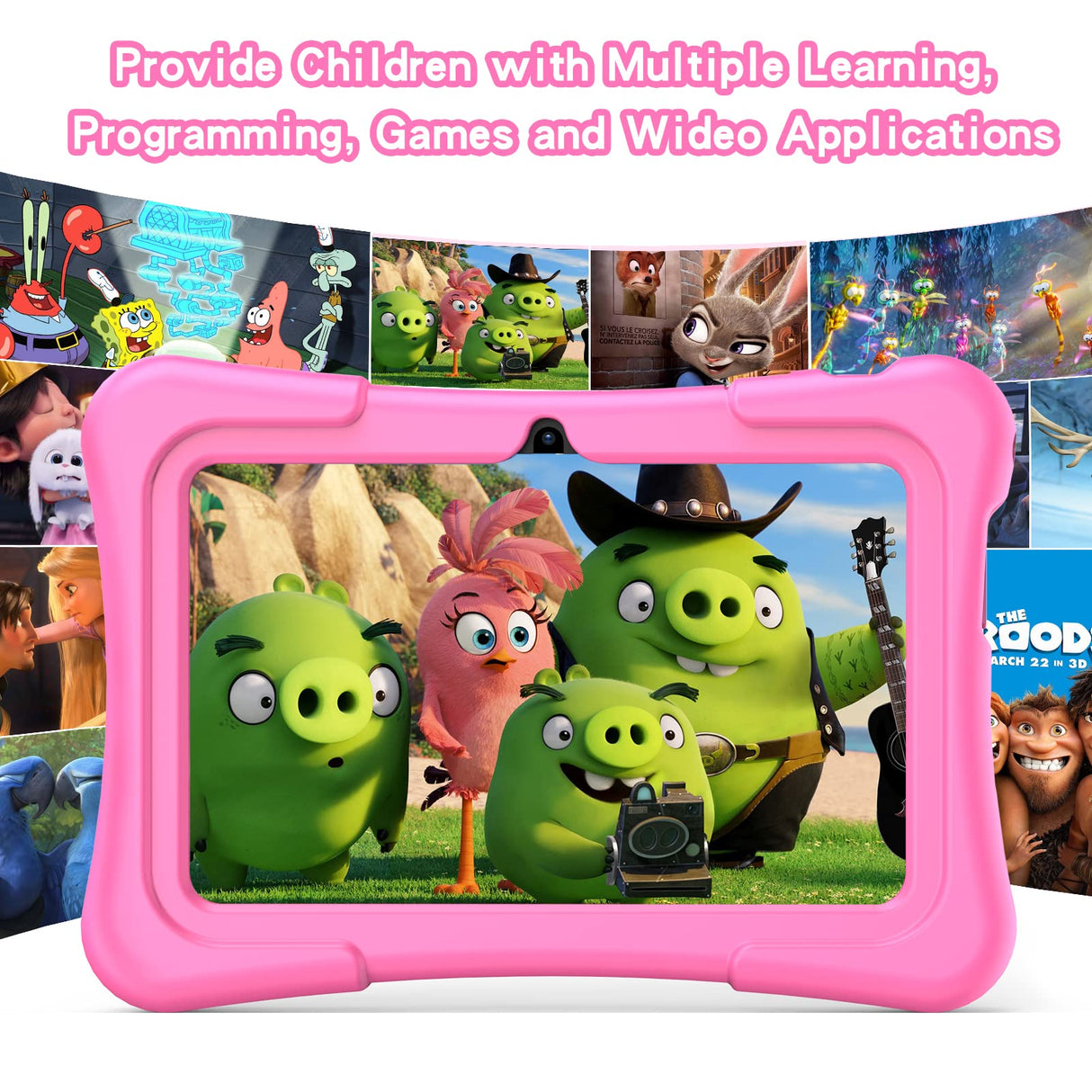 PRITOM Kids Tablet 7 Pulgadas, Android 11, 2GB RAM 32GB ROM, BT, WiFi, cámara Dual, Educativo, Control Parental, Software para niños con Estuche para Tableta para niños, Tipo C, Rosa