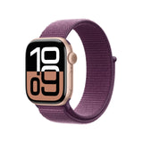 Apple Watch Series 10 GPS + Cellular Smartwatch con Caja de Aluminio Oro Rosa de 42 mm y Correa Loop Deportiva Ciruela - Talla única. Monitor de entreno, App ECG y Neutro en Carbono