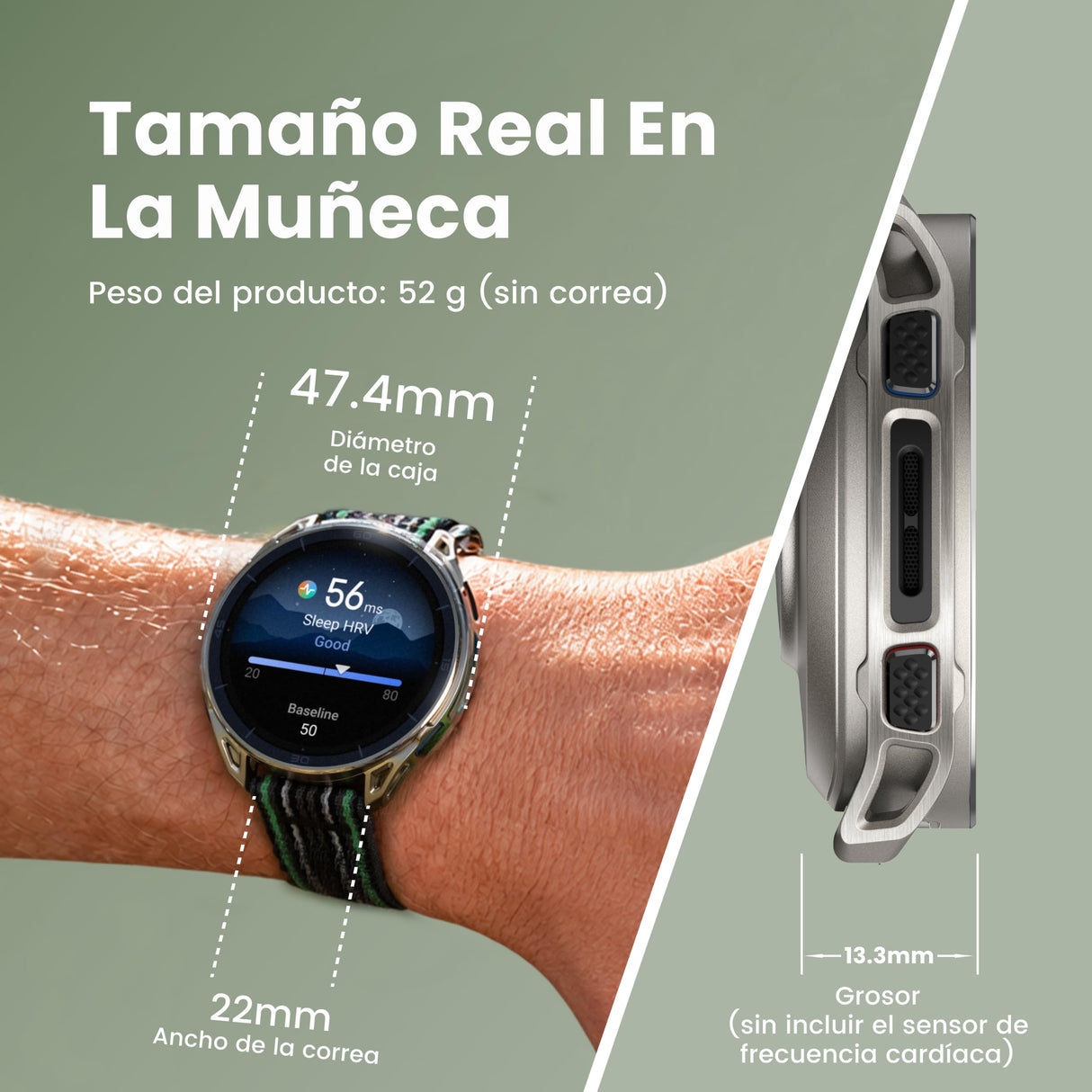 Amazfit Cheetah 2 Ultra Reloj Inteligente GPS 47mm, Cristal Zafiro, Caja Titanio, Batería 30 días, Linterna, Almacenamiento 64 GB, NFC, Mapas,+180 deportes y HYROX, Smartwatch para Android e iPhone