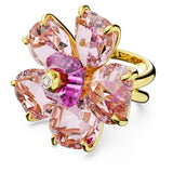 Swarovski Anillo de cóctel Idyllia, Flor, Rosa, Baño tono oro
