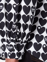 Love Moschino Camiseta con Mangas largas Acolchadas, Blanco y Negro, 42 para Mujer