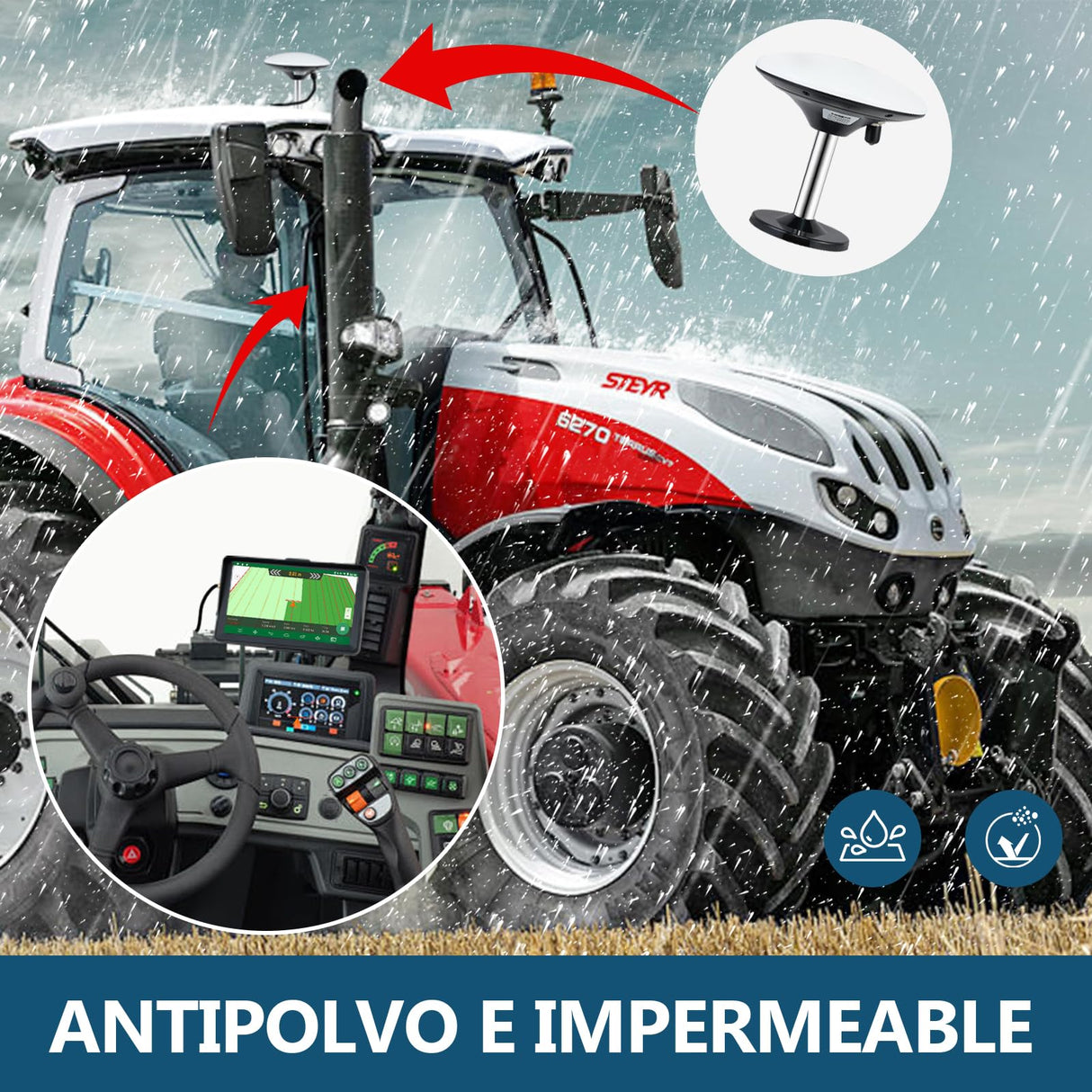 Navegador Agrícola GPS para Tractor de 7 Pulgadas Adecuado para Labranza y Siembra de Actividades Agrícolas Navegador GPS de Posicionamiento Automático