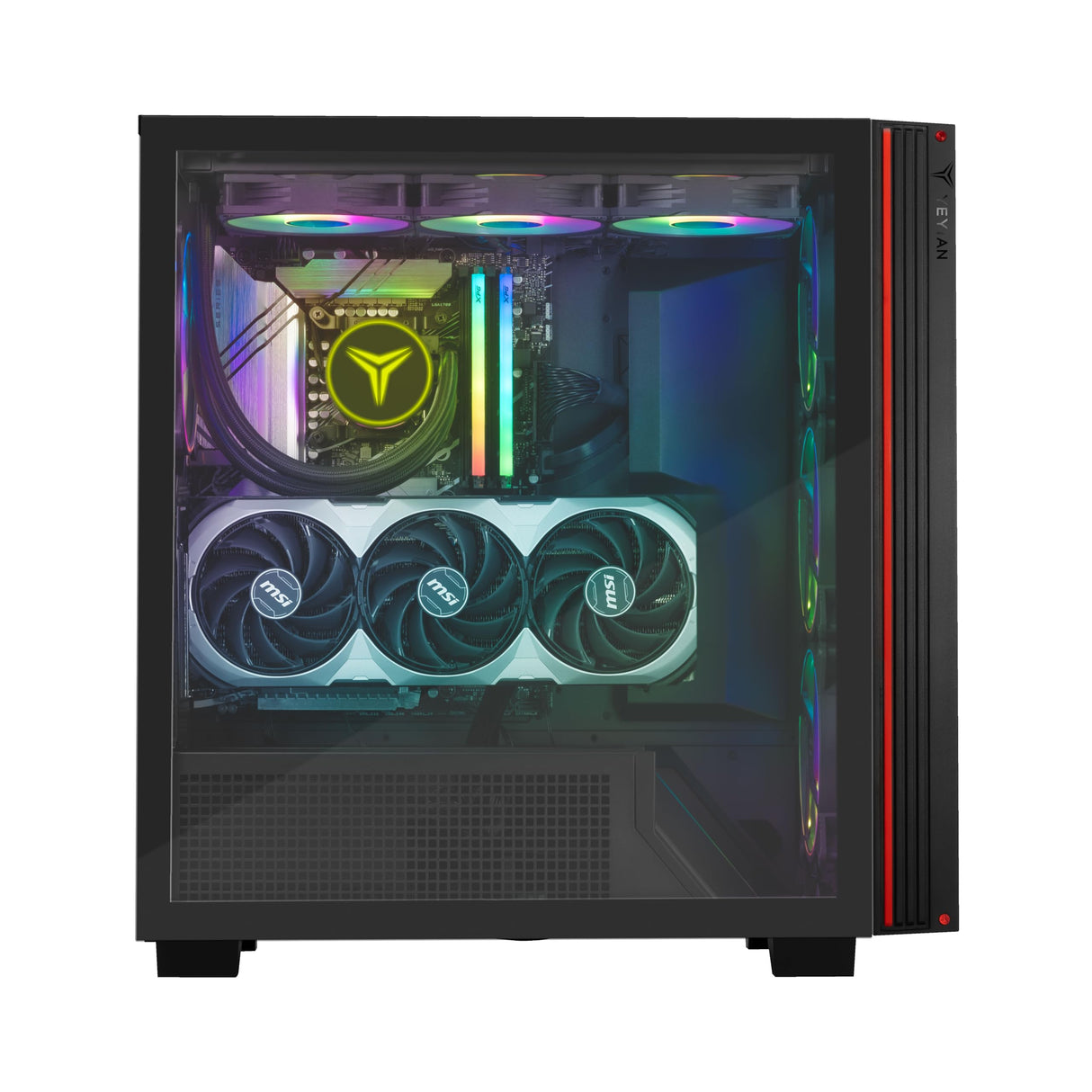 YEYIAN Caja PC Gamer Mirage X | Torre Completa | Chasis 1.0mm | Fuentes Alimentación ATX 2, 3 | Panel Lateral Vidrio Templado | Cooler CPU hasta 180 mm | GPU hasta 420 mm