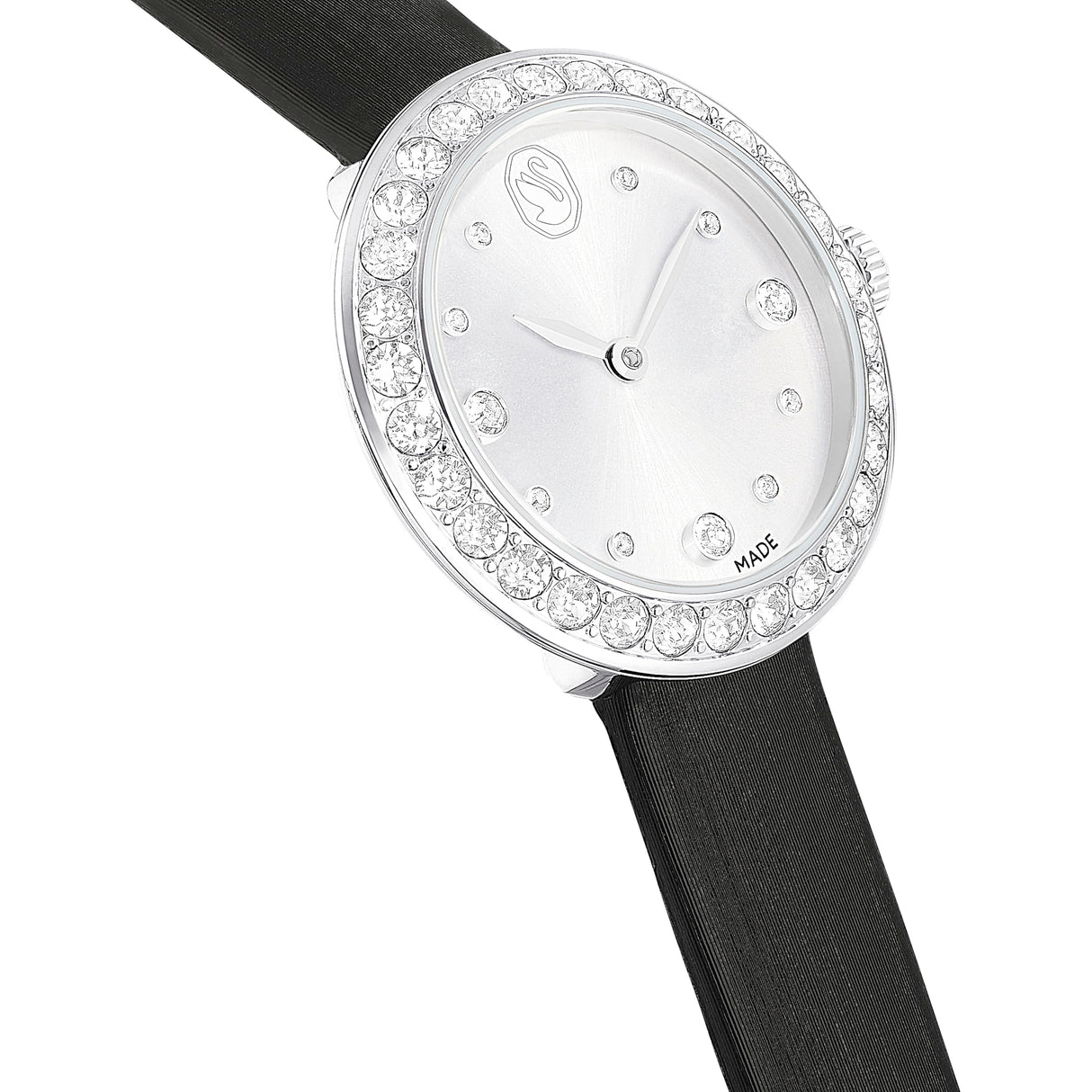 Swarovski Reloj Matrix Tennis, Fabricado en Suiza, Correa de Piel, Negro, Acero Inoxidable
