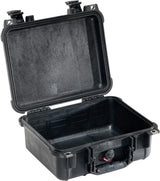 PELI 1400 Maleta ultra resistente para cámaras DSLR reflex, iluminación, objetivos y cargadores, IP67 estanca e impermeable al polvo, 9L de capacidad, fabricada en Alemania, sin espuma, color negro