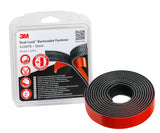 3M Dual Lock SJ387B, sistemas de cierre reposicionable, óptima adhesión a la mayoría de las pinturas en polvo, metales, vidrio, madera sellada, acrílico, ABS - 25mm x 2.5m, negro, 6.1mm (1 unidad)