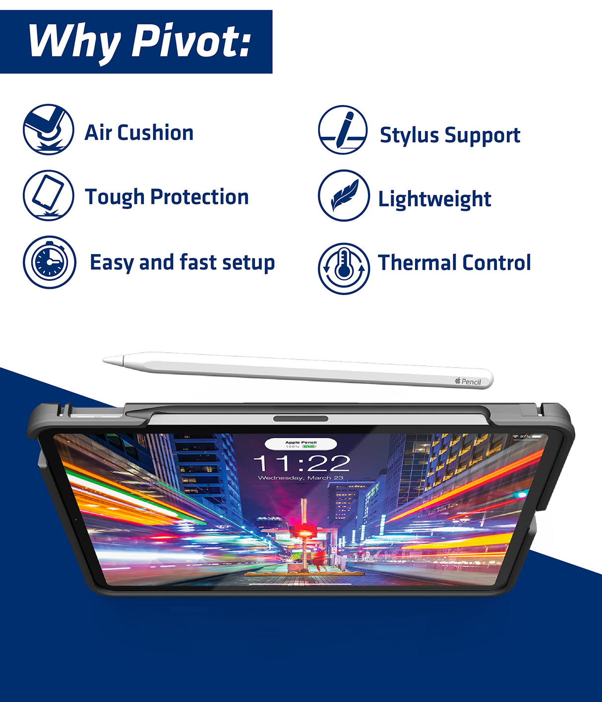 Pivot Atlas A20A - Funda Robusta para iPad Air de 4ª generación y iPad Pro de 11" (1ª a 3ª generación), protección de 360 Grados, para Pilotos Profesionales, aviación General, Transparente/Rojo