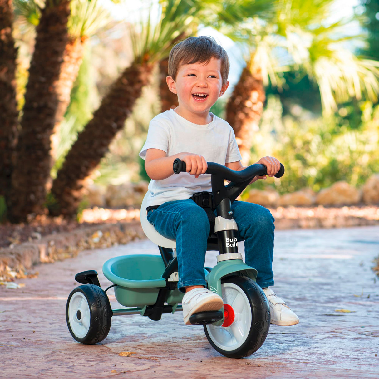 Smoby Life - Triciclo Baby Balade Progresivo 3 en 1, Sostenible, con Materiales Reciclados, Homologado, Freno de Estacionamiento, Barra Parental Ajustable, de 10 Meses a 3 Años (7600741405)