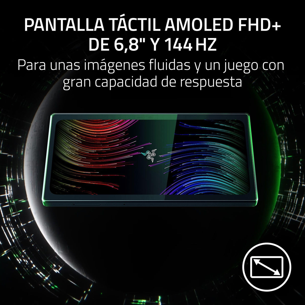 Razer Edge - Dispositivo Portátil para Juegos Android con Kishi V2 Pro (Qualcomm Snapdragon G3X Gen 1, Pantalla Aáctil AMOLED FHD+ de 6,8" y 144 Hz, Tecnología Háptica HyperSense) Negro