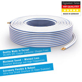 PureLink SP011-050 Cable de altavoz 2 x 2.5mm² (99.9% OFC cable de cobre sólido 0.10mm) Cable de altavoz de alta fidelidad, 50m, blanco