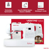 VERITAS Máquina de coser Rubina I Máquina de coser digital para ordenador, 100 programas de puntada, tensión de hilo automático y ayuda para enhebrar, cortahilos, longitud de puntada ajustable,