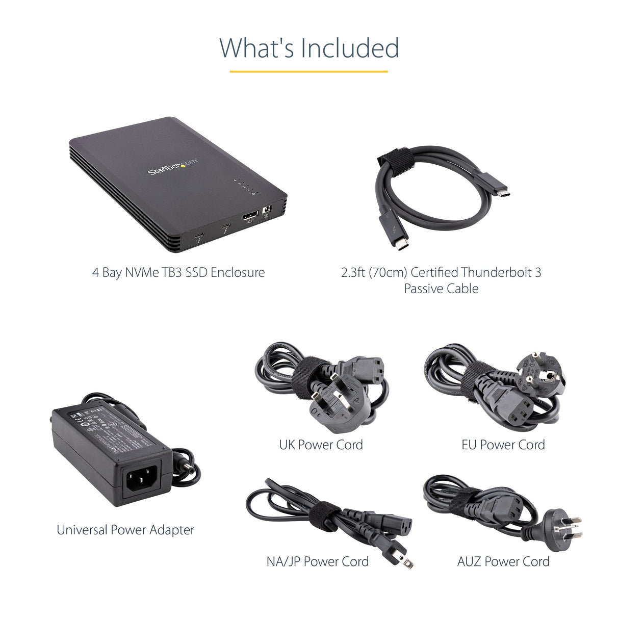 StarTech.com Caja Thunderbolt 3™ de 4 Bahías NVMe M.2 para SSD, con 1 Puerto de Vídeo DisplayPort y 2 Thunderbolt 3, 40gbps, con Fuente de Poder de 72W, Caja Externa para Disco Duro (M2E4BTB3)
